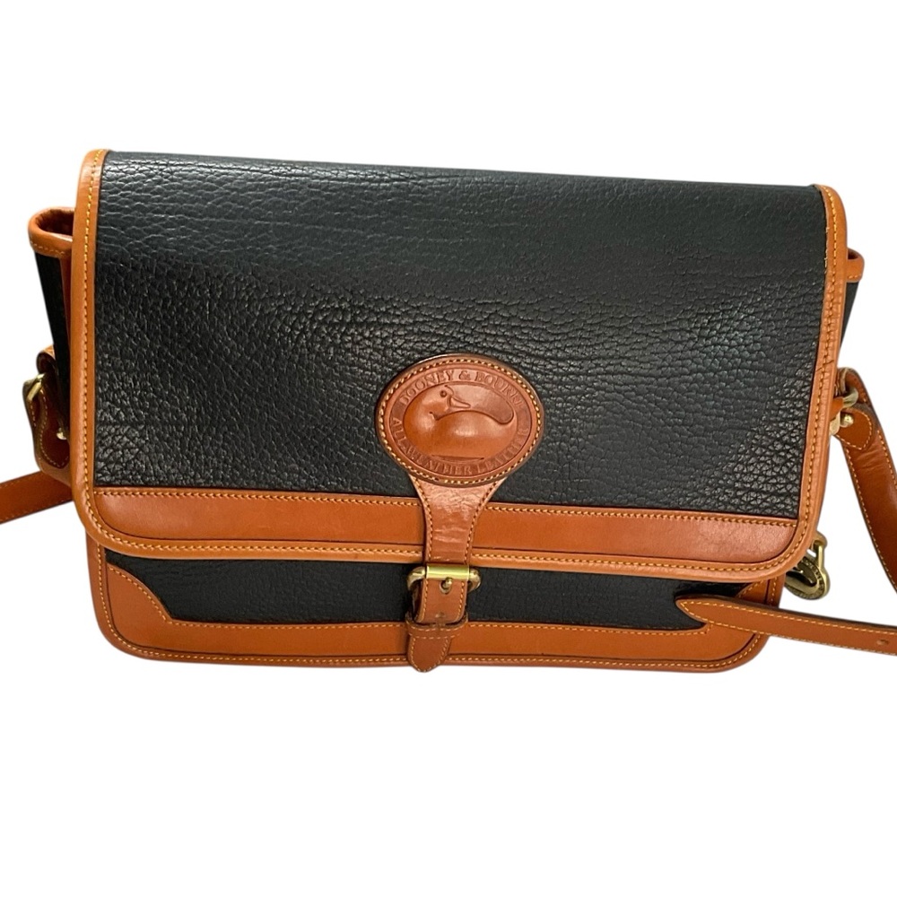 Dooney & Bourke All Weather Pebbled Leather Flap Crossbody Bag Black Brown
